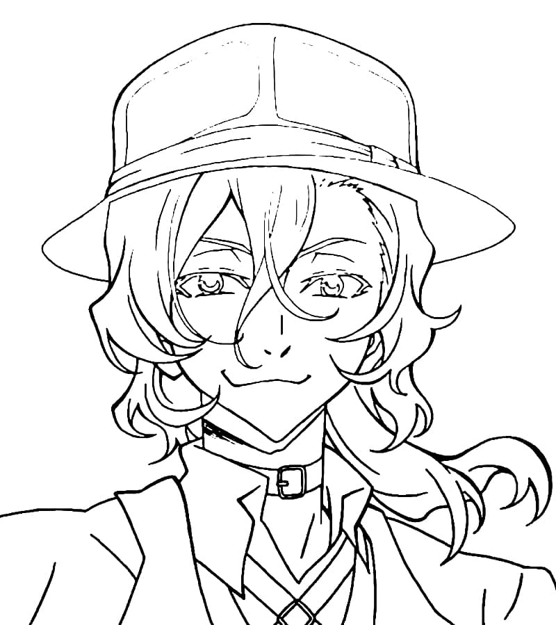 Chuuya Nakahara from Bungou Stray Dogs Coloring Page - Anime Coloring Pages