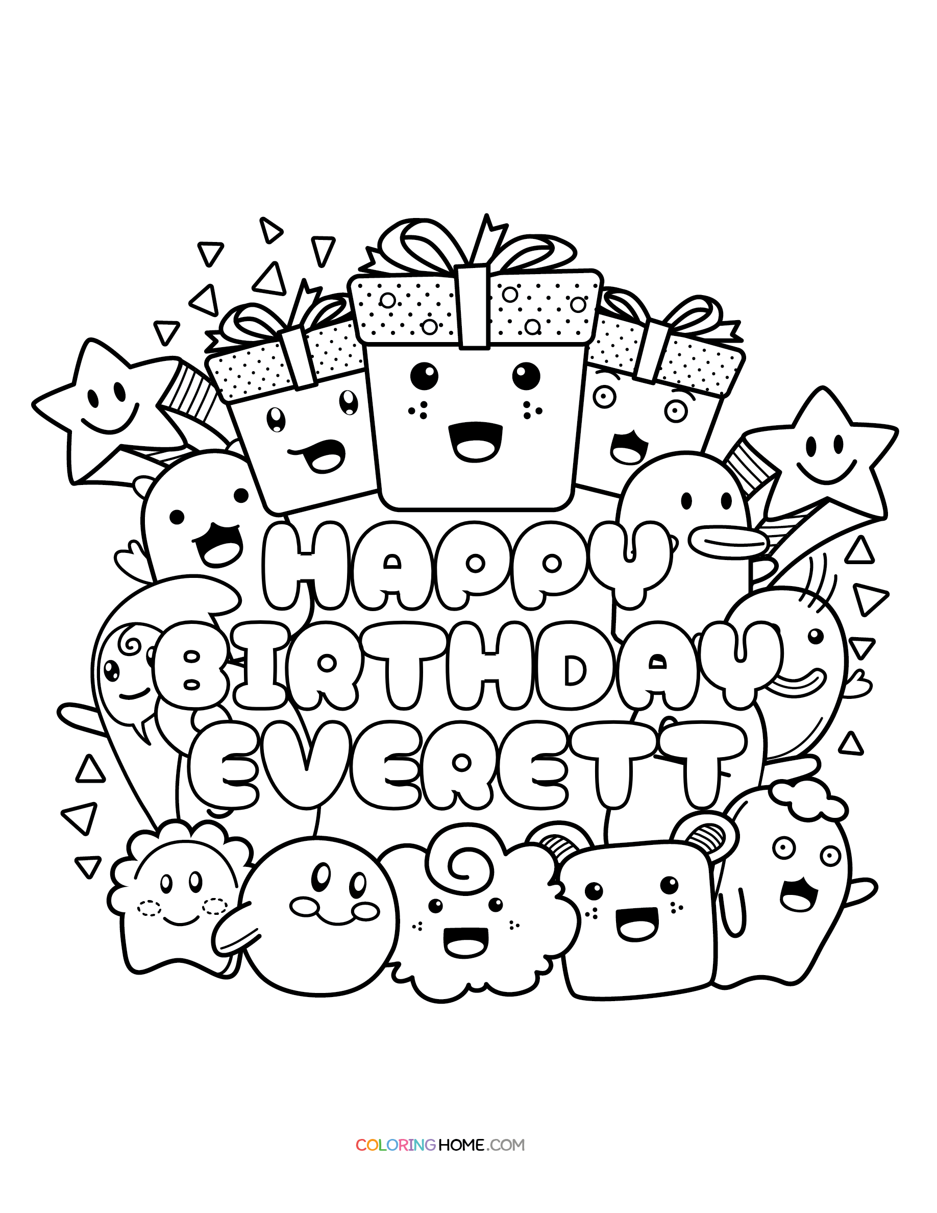 Happy Birthday Everett coloring page