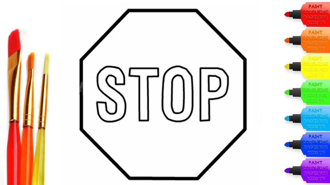 How to draw Stop sign coloring page for kids I learn coloring book with Stop  sign - YouTube