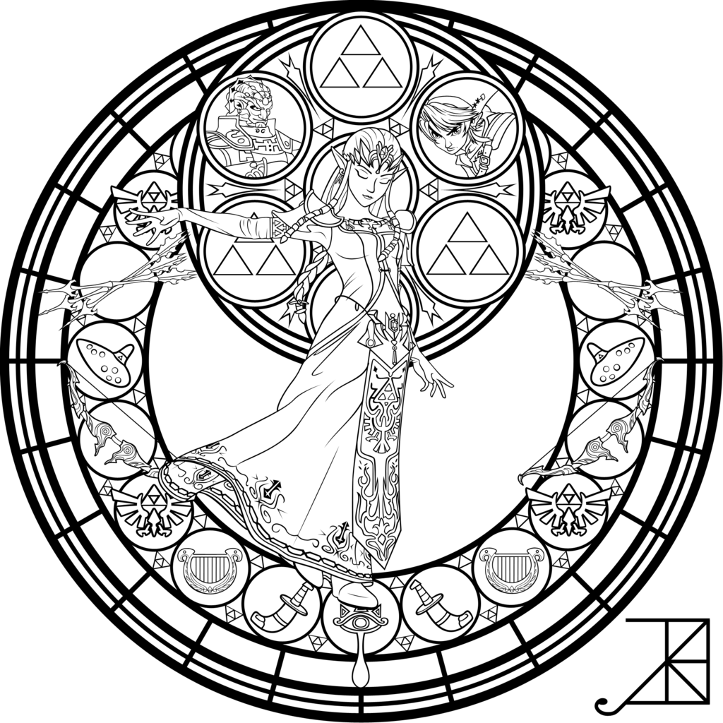 Stained Glass: Zelda -coloring page- by Akili-Amethyst on DeviantArt