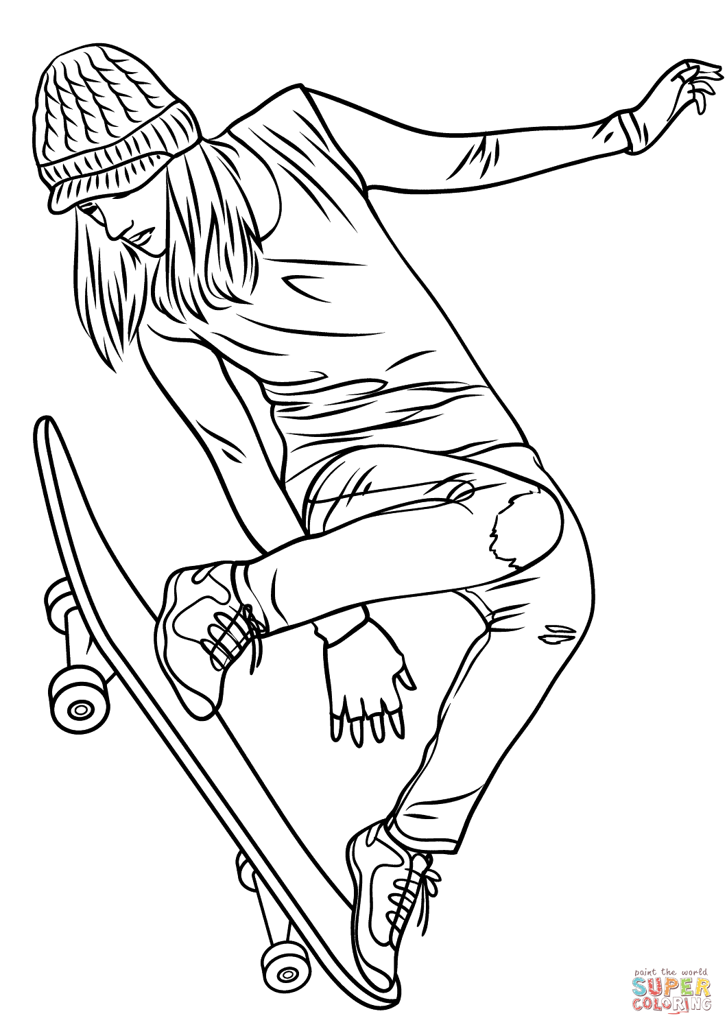 Girl Skateboarding coloring page | Free Printable Coloring Pages