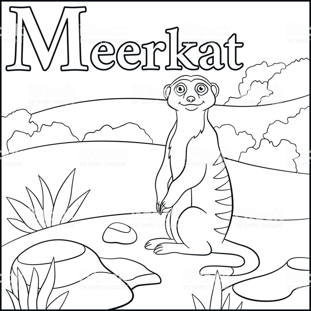 Coloring Page Cartoon Animals Alphabet M Is For Meerkat ...