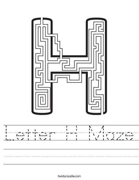 Letter H Maze Worksheet - Twisty Noodle