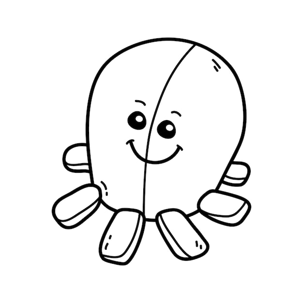 Coloring page with doodle octopus plush toy