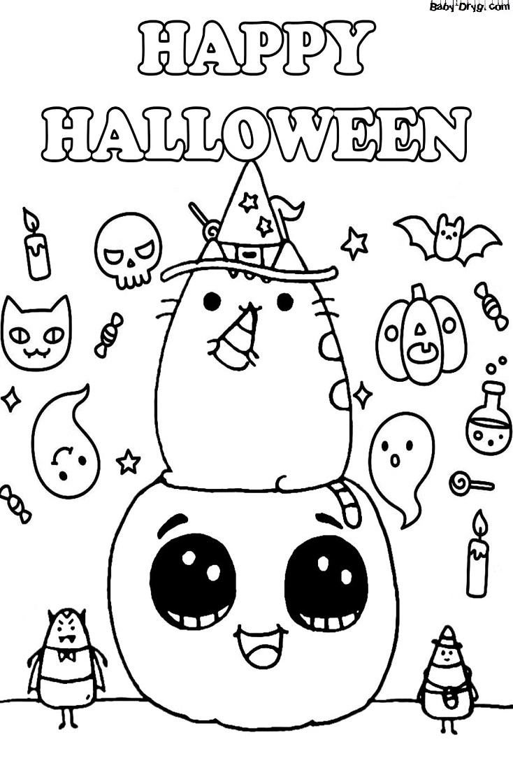 Coloring page Pushin on Halloween ...