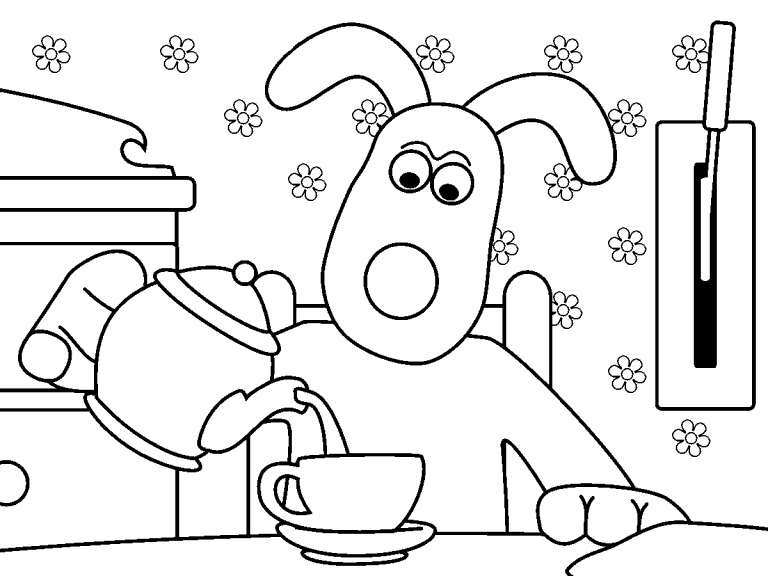 Gromit having tea coloring page ...