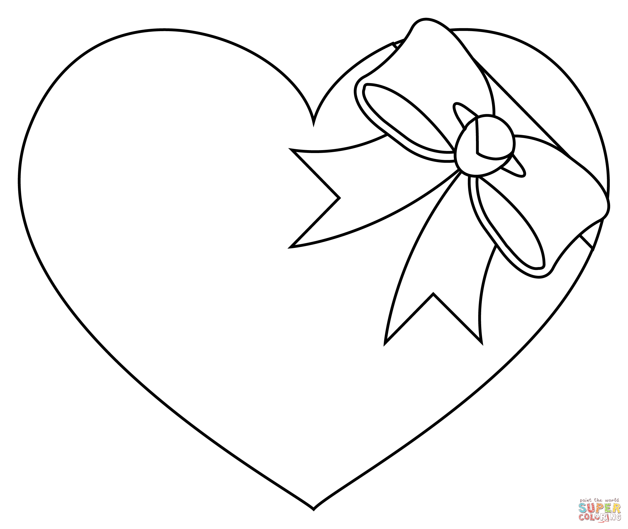 Heart with Ribbon coloring page | Free Printable Coloring Pages