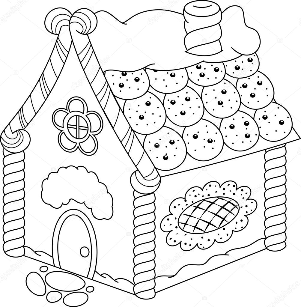 Candy House For Christmas Coloring Page - Free Printable Coloring Pages for  Kids