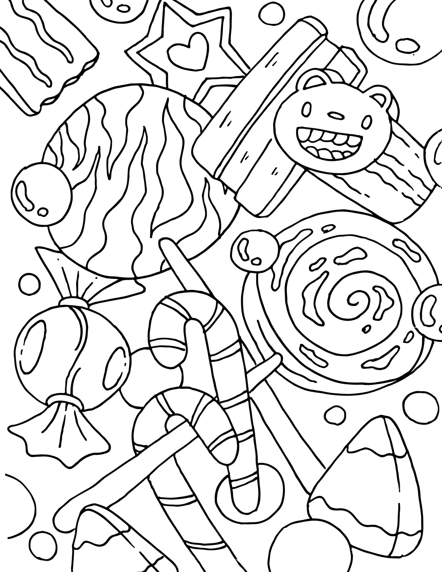 Premium Vector | Candy food doodle coloring page