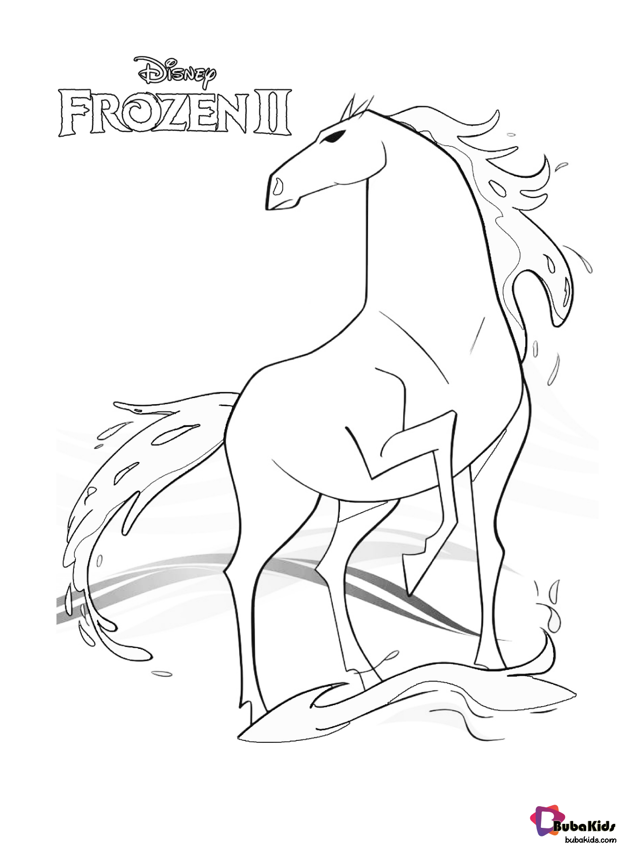 Frozen 2 Nokk the magic horse coloring page. bubakids.com, Frozen ...