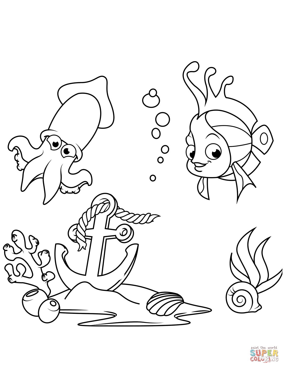 Lost Anchor on the Bottom of the Sea coloring page | Free ...