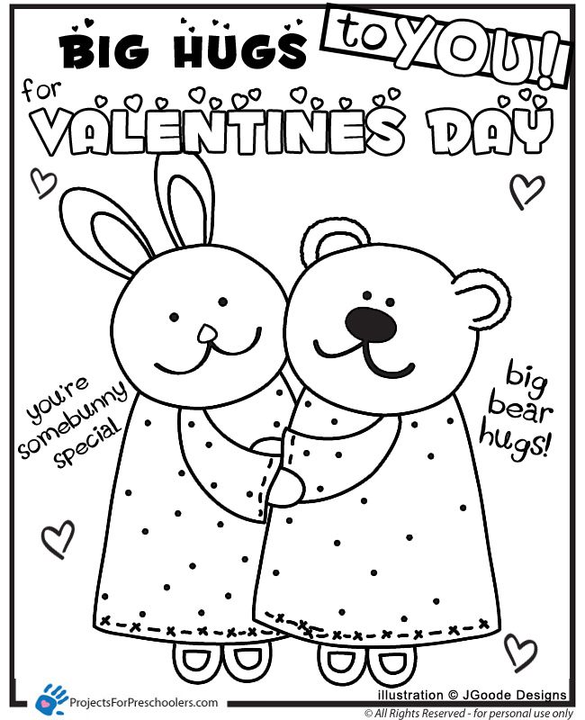 Free Printable valentine bunny bear hugs coloring page - from ...