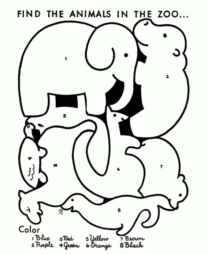 Color By Number Animals - HD Printable Coloring Pages