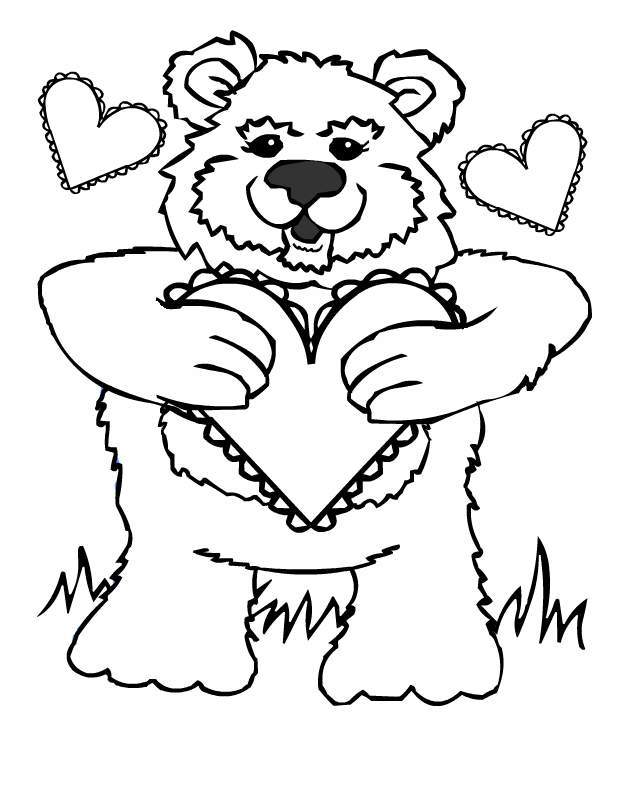 Happy Valentine Teddy Bear Coloring Pages