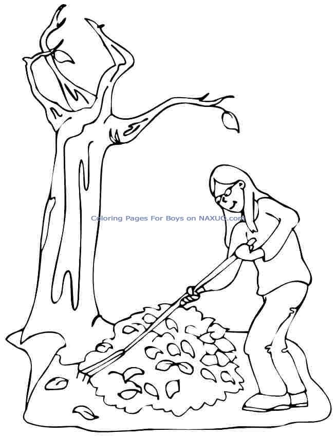 Related Pictures Fall Season Coloring Pages Mulching Fall Leaves 
