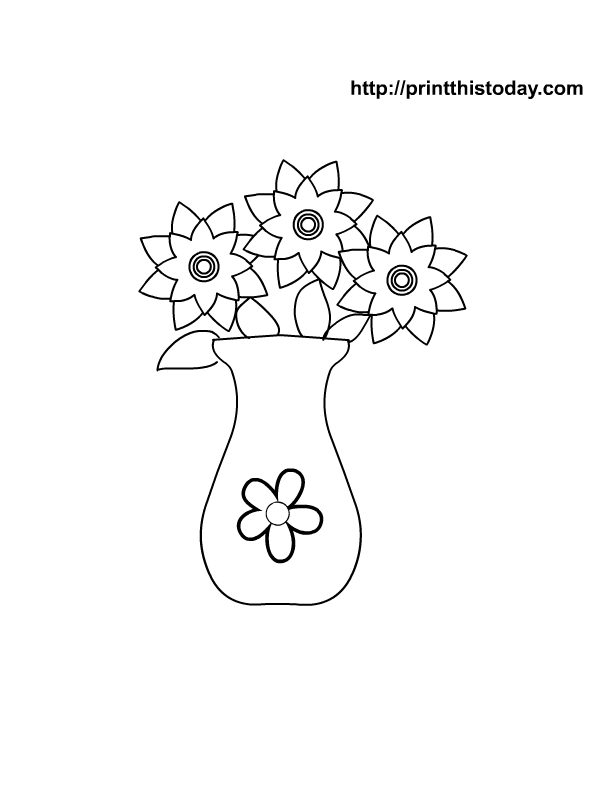 flower vase template Colouring Pages