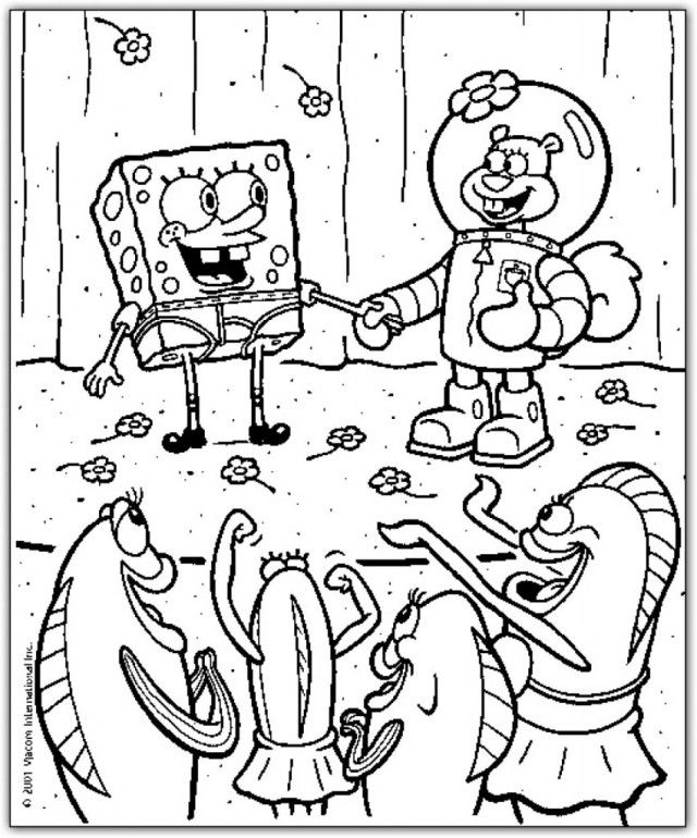 Spongebob With Sandy Printable Coloring Pages | Laptopezine.