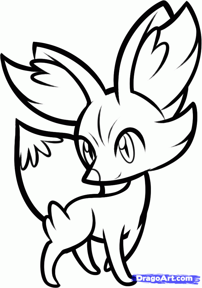 How to Draw Fennekin, Pokemon X and Y, Step by Step, Pokemon 