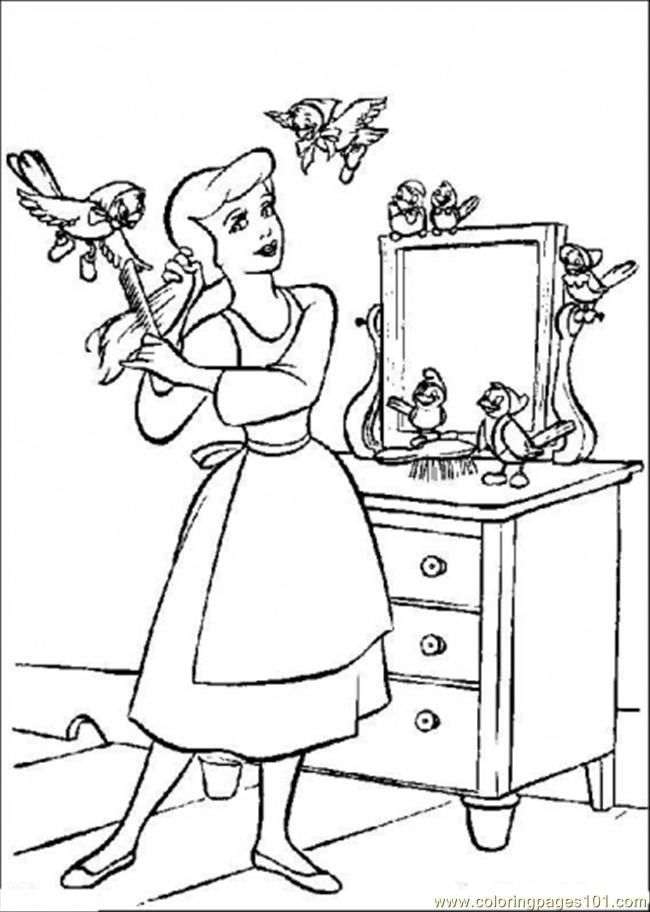 Coloring Pages Cinderella Combs Her Hair (Cartoons > Cinderella 