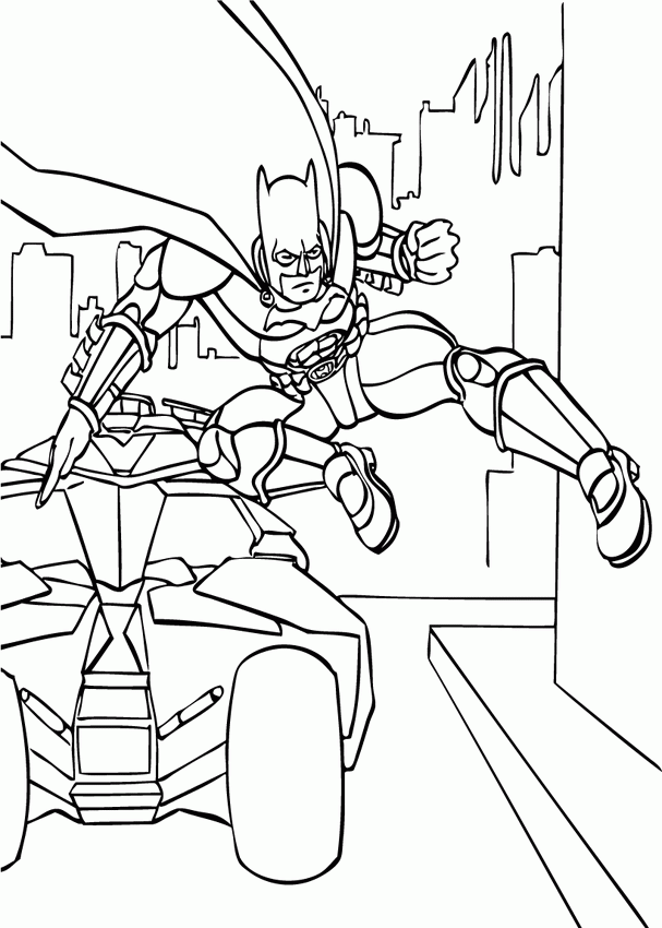 BATMAN coloring pages - Batman and batmobil