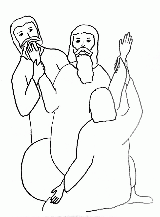 Bible Story Coloring Page for Moses and the Battle with Amalek 