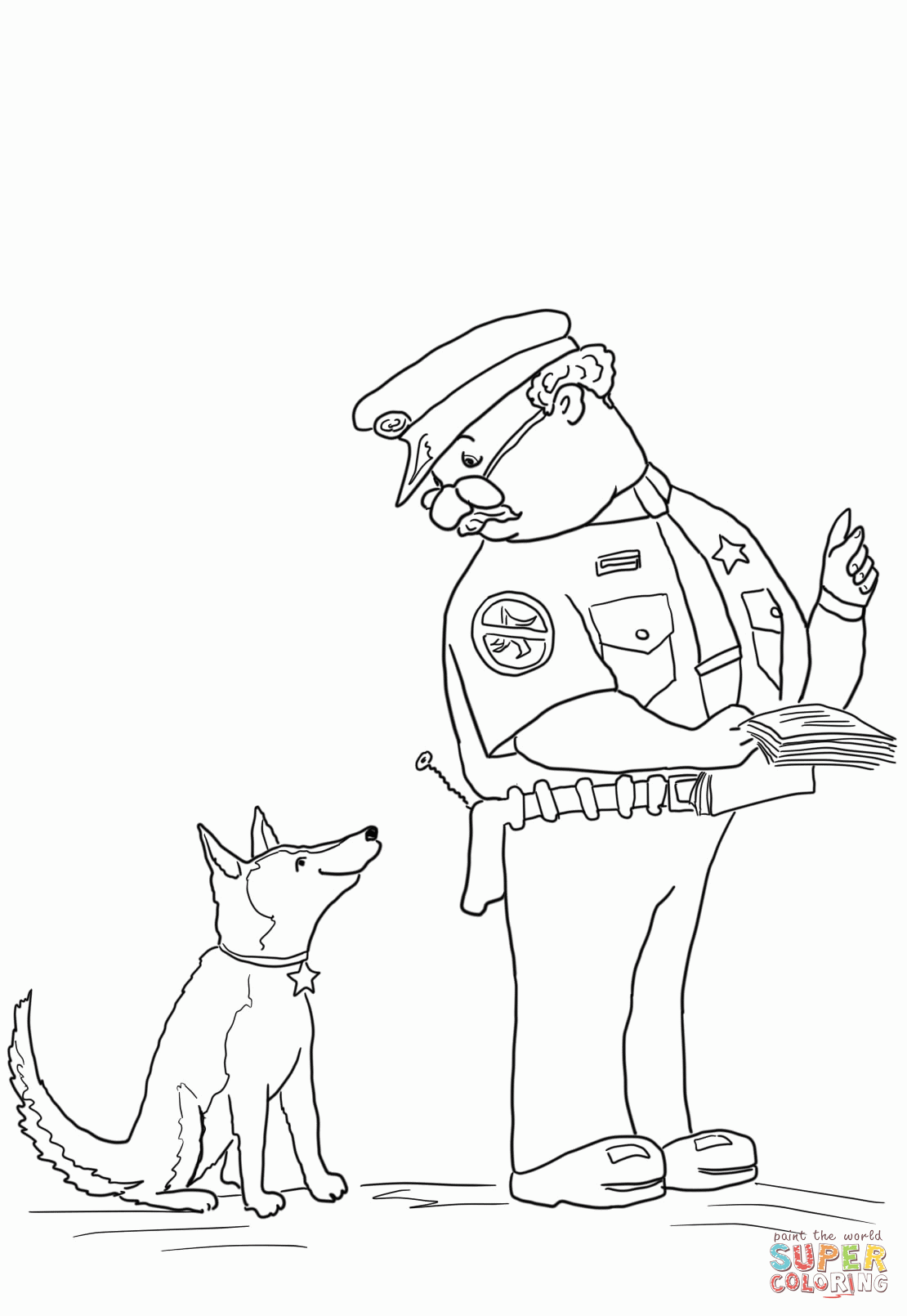 Officer Buckle and gloria with paper work coloring page
