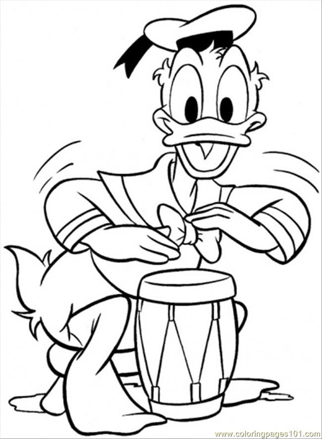 Coloring Pages Playing Music (Cartoons > Donald Duck) - free 