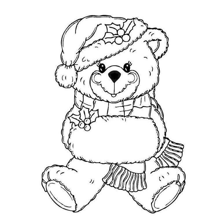 coloriage dessin de noel nounours Coloriage