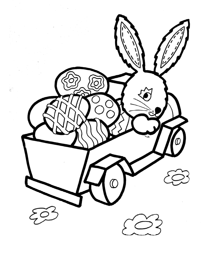 Easter Egg Coloring Pages - Bunny Truckload of Easter Eggs 