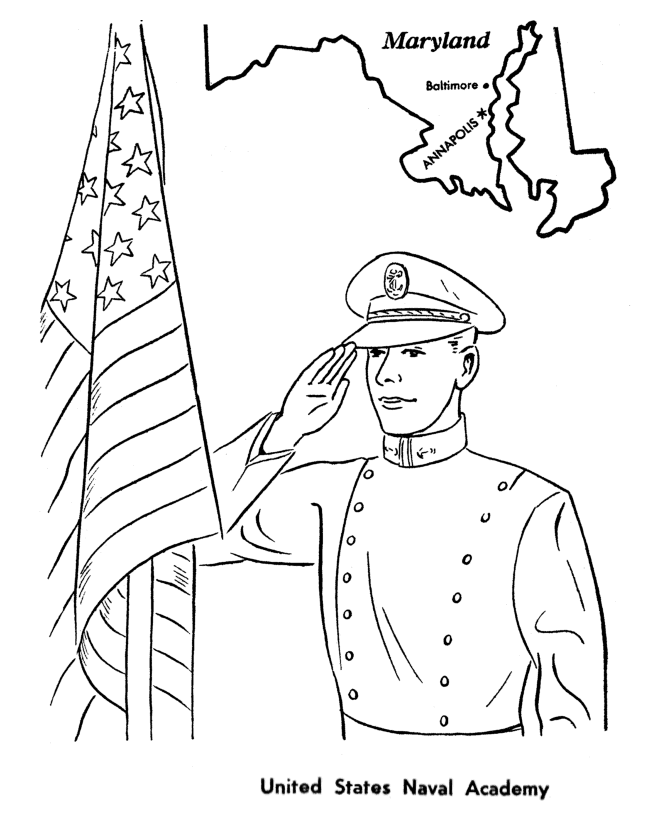 Veterans Day Coloring Pages - US Naval Academy Veterans Coloring 