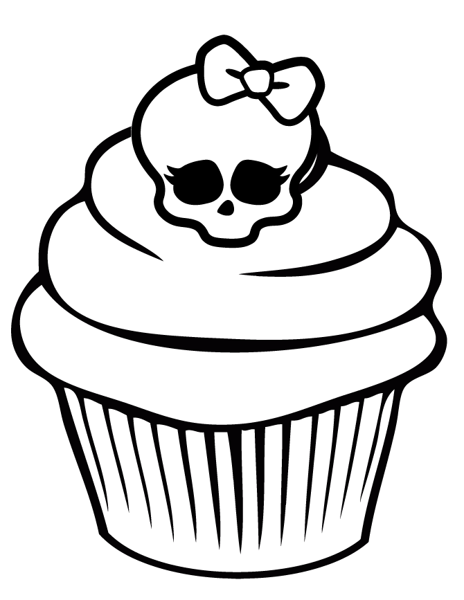 Cute Monster High Cupcake Coloring Page for Kids