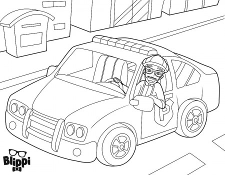 Blippi Driving Police Car Coloring Page - Free Printable Coloring Pages for  Kids