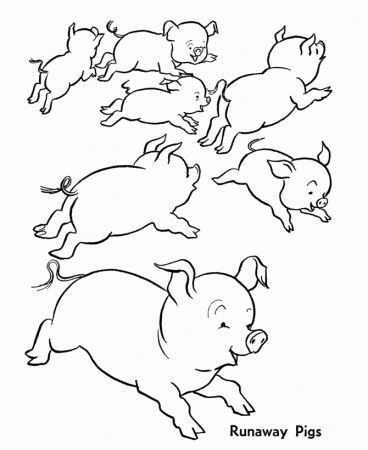 Farm Animal Coloring Pages | Printable Wild Runaway Pigs Coloring ...