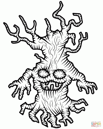 Haunted Tree coloring page | Free Printable Coloring Pages