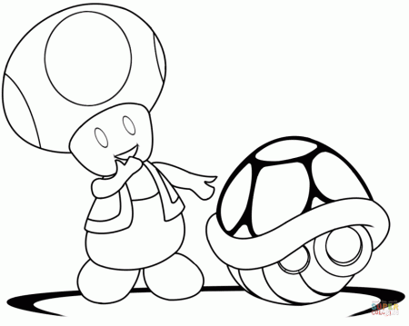 Toad with Green Shell coloring page | Free Printable Coloring Pages