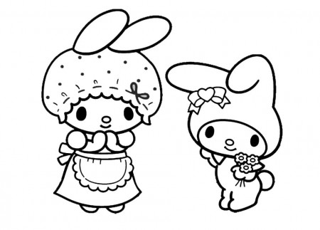 Mama and My Melody Coloring Page - Free Printable Coloring Pages for Kids