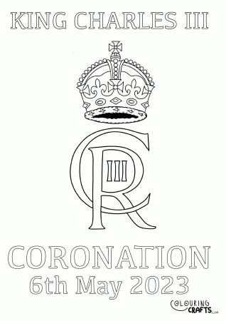King Charles III Cypher 2023 Coronation Colouring Page - Colouring Crafts
