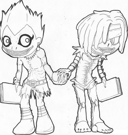 Ryuk and Rem from Death Note Coloring Page - Free Printable Coloring Pages  for Kids