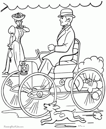 Henry Ford first car - Coloring history for kids 074