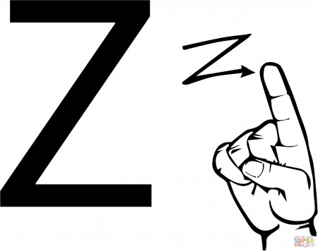 ASL Sign Language Letter Z coloring page | Free Printable Coloring Pages