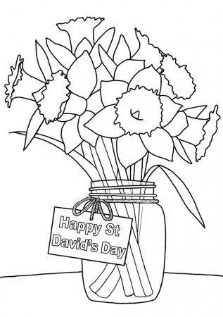 Colouring Page: St David's Day Daffodils | Rooftop Post Printables