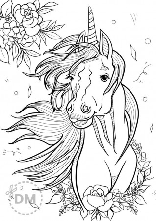 Unicorn Face Coloring Page For Teens and Adults - diy-magazine.com