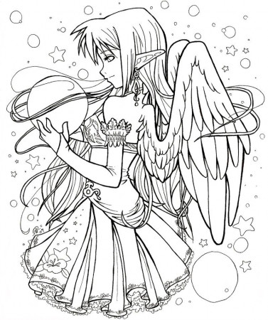 Anime Angel Of Darkness Coloring Page - Ð¡oloring Pages For All Ages