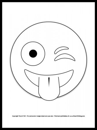 Emoji Coloring Page - Silly Winking Face with Tongue {FREE Printable!} -  The Art Kit