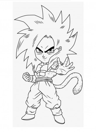 Chibi Goku Super Saiyan Xeno Coloring Page - Free Printable Coloring Pages  for Kids