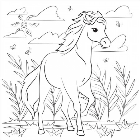 Cool Mustang Horse Coloring Page - Free Printable Coloring Pages for Kids