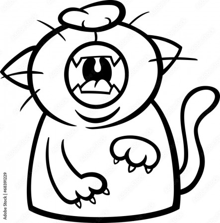 cat yawn or meow coloring page Stock Vector | Adobe Stock