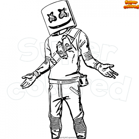 Coloring page Fortnite marshmello - Supercolored.com