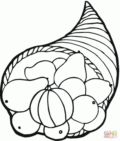 Thanksgiving Horn of Plenty coloring page | Free Printable Coloring Pages