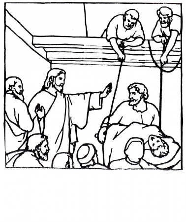Jesus Heals The Man With The Palsy - Coloring